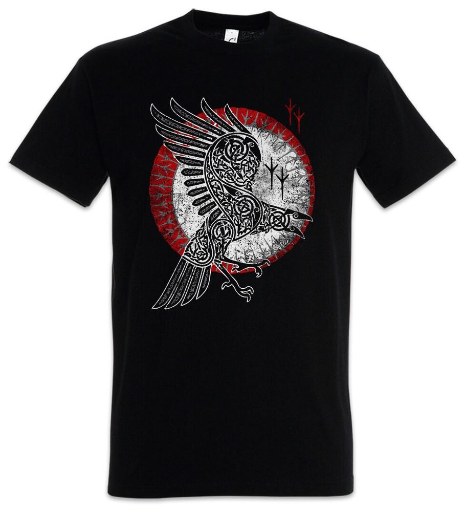 

Norse Raven Mens T-Shirt Runes Vikings Raven Wallhalla Thor Odhin Vikings 4XL