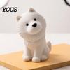 Realistic Dog Art Piece Cute Sitting Samoyed Figurine, 3D Printed Smiling Puppy Statue, Healing Gift for Owners Animal Desktop Ornament Home
