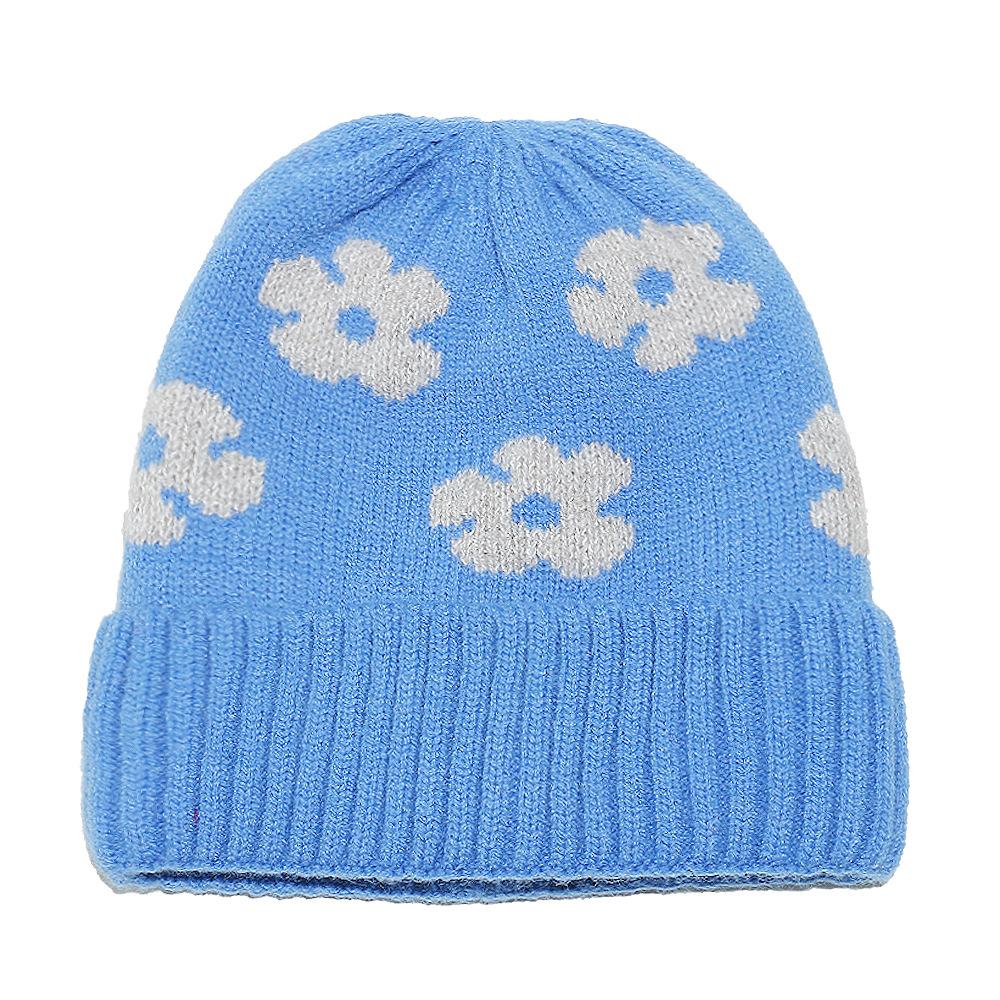 2025 winter new wool hats for men and women, cold-proof and warm cold hats, piled thickened pullover hats, flower knitted hats for women
