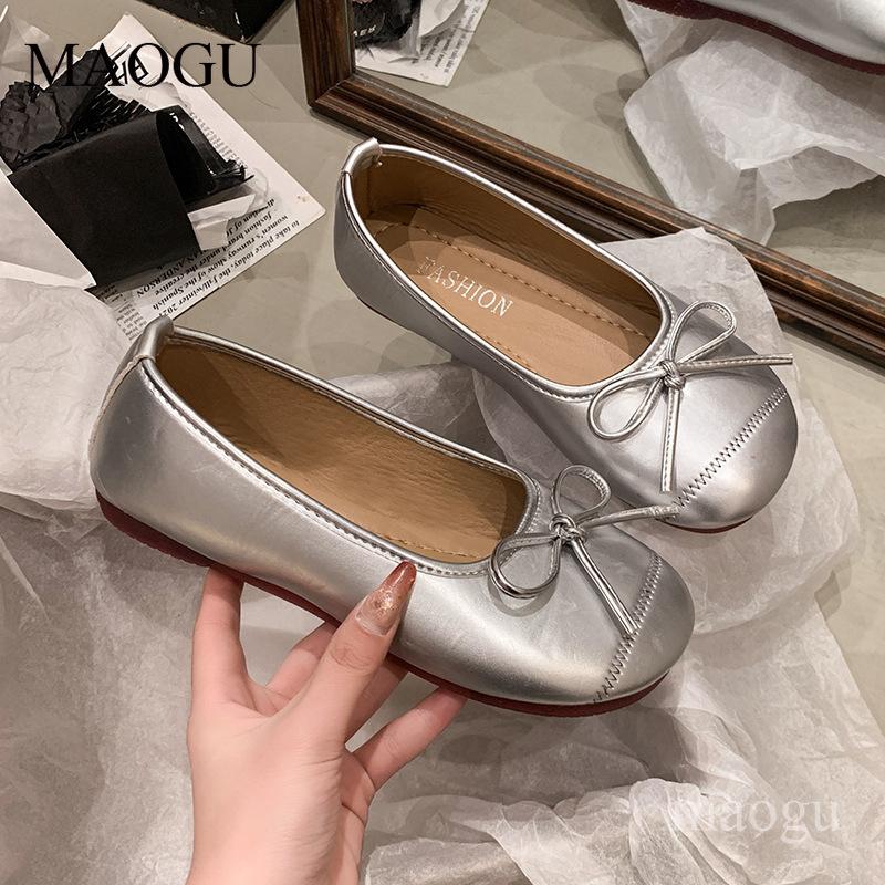 Multi-Color Women's Bowknot Flat Ballet Shoes Suede Casual Shoes Slip-on Comfortable Low Heel Pumps Ladies Daily Footwear Spring