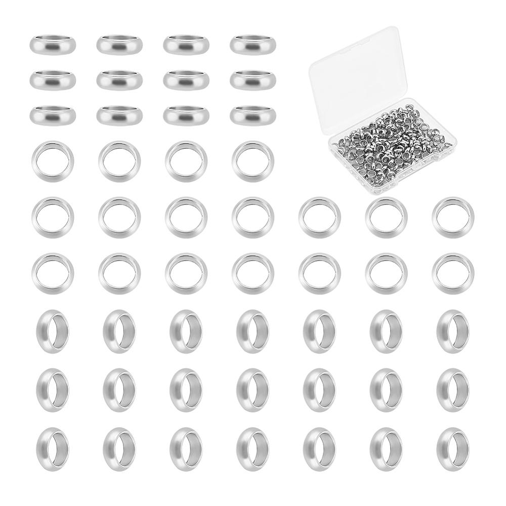 200Pcs Ring 304 Stainless Steel Spacer Beads, Metal Findings for Jewelry Making Supplies, Stainless Steel Color, 6x2mm, Hole: 4mm