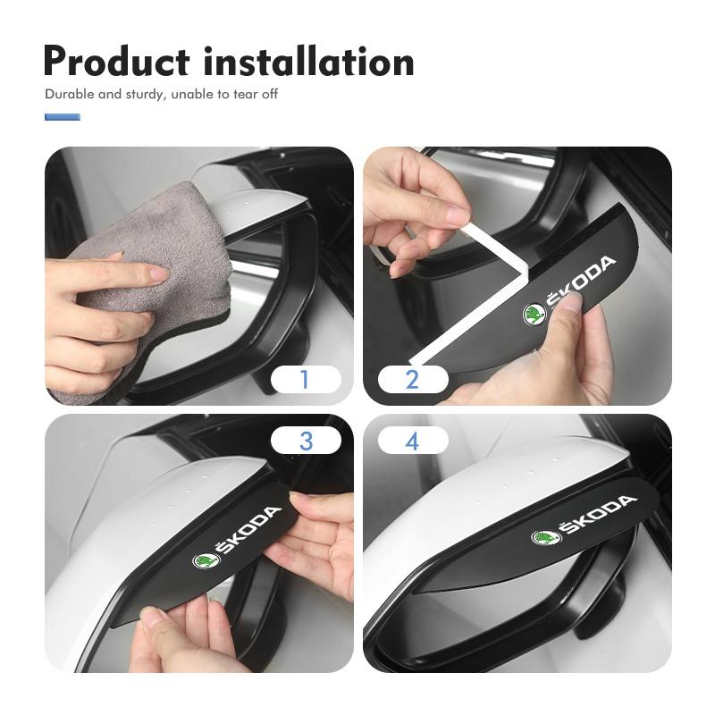 AAABQ1 For Skoda 2PCS Soft Rubber Rearview Mirror Rain Eyebrow Styling Accessories Fabia Kamiq Superb Scala Enyaq-iV MK3 VisionS Yeti