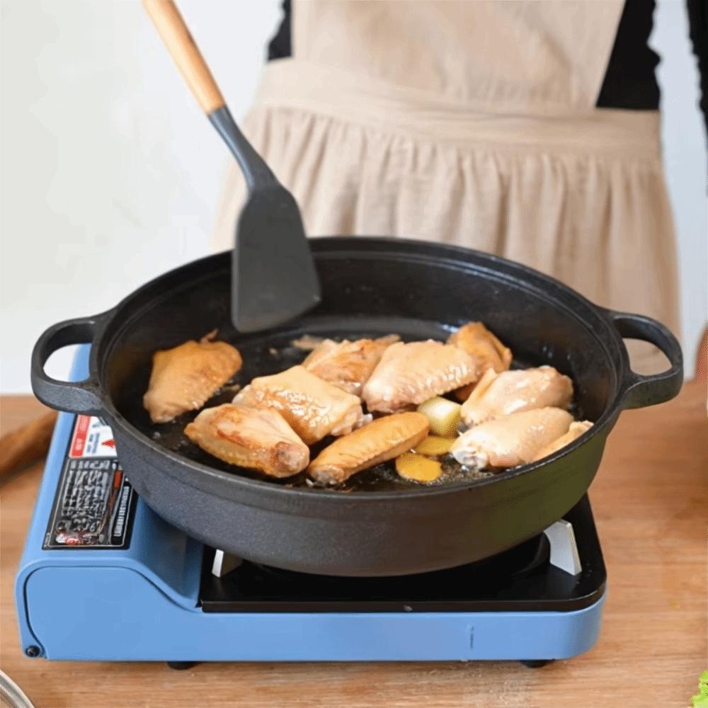 Non-Stick Cast Iron Skillet Non-coated Wok Kitchen Cookware Stir-fry Pan  Outdoor