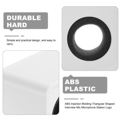 Set of 2 Portable ABS Microphone Flags, Square, White, Durable, Lightweight, and Stylish for Interviews and Events