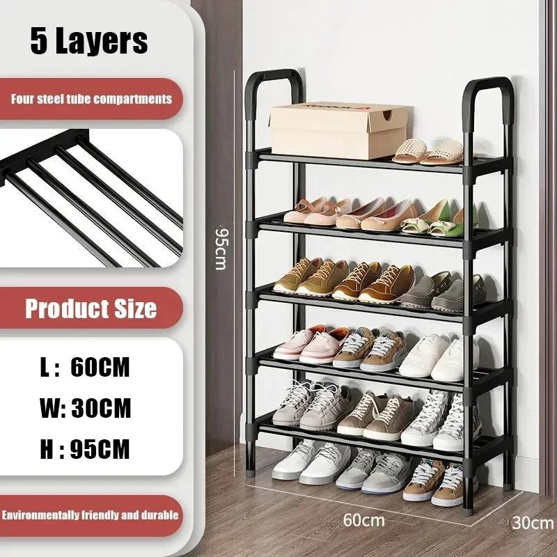 Simple Multiple LayersShoe Rack Multi-purpose Storage Cabinet Black Shoe Rack Shelf Save Space Living Room Shoe Storage Rack