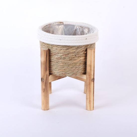 Floor Flower Stand, Heavy Pots Stable Rattan Basket, Smooth Surface Flower Stand for Indoor Outdoor Balcony
