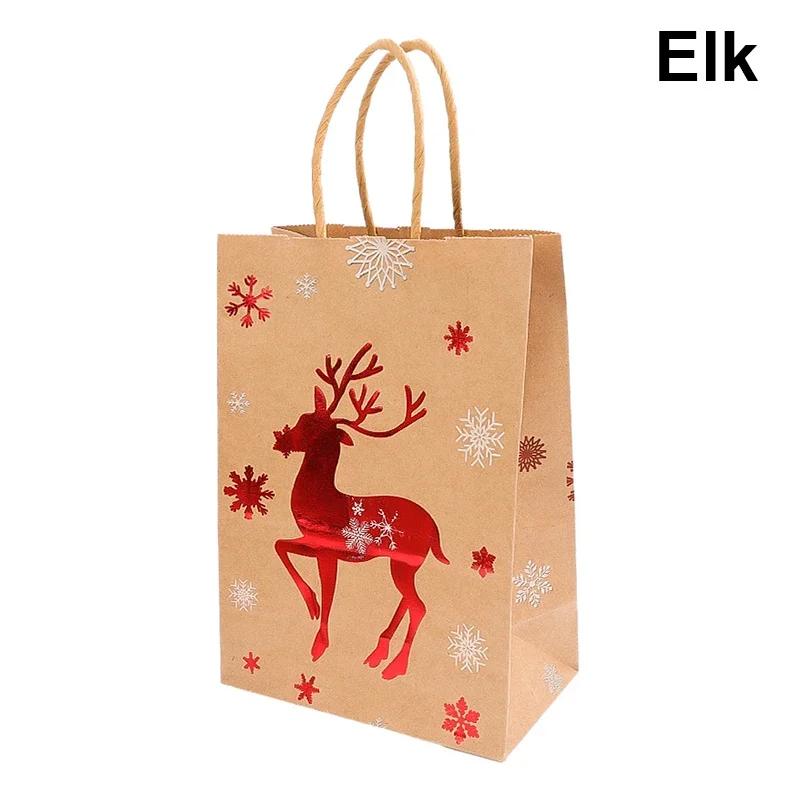 20/1PCS Christmas Kraft Paper Bags Santa Claus Snowman Candy Cookie Packaging Bag Gift Packaging Pouch Party Home Decor Supplies