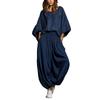 European and American women's clothing 2026 autumn and winter new fashion casual round neck loose top wide leg pants two-piece set