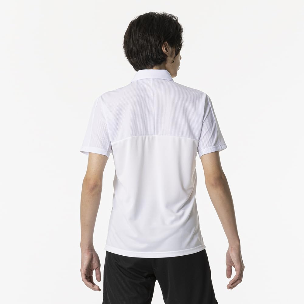 Mizuno Training Polo Short Size S Men's Quick-Dry Shirt, Sleeve, Moisture-Wicking, Quick-Drying, White, (32MAB081)
