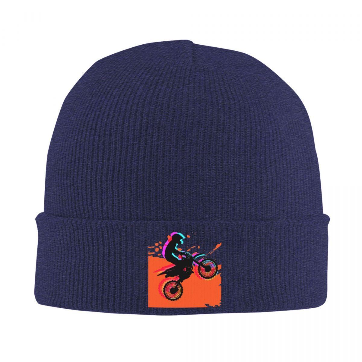 

Motocross Rider Dirt Bike With Abstract Knitted Hat Warm Skullies Beanies Baseball Cap