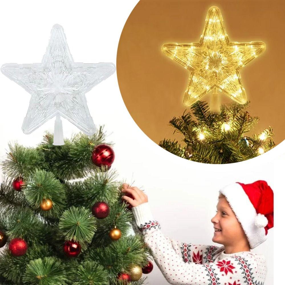 Warm/Colorful/White Light Christmas Tree Star Topper Luminous Star Light  New Year Celebration
