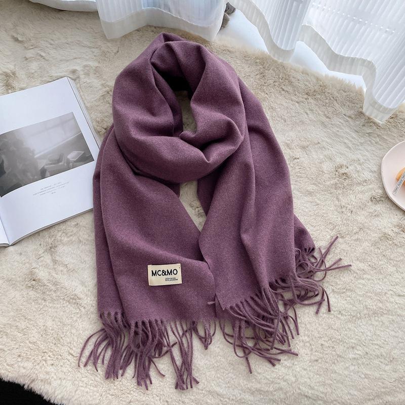 Winter Cashmere Solid Color Pashmina Tassel Scarf for Women Warm Scarves Wraps Girls Thicken Warm Shawl Wrap Echarpe Stole