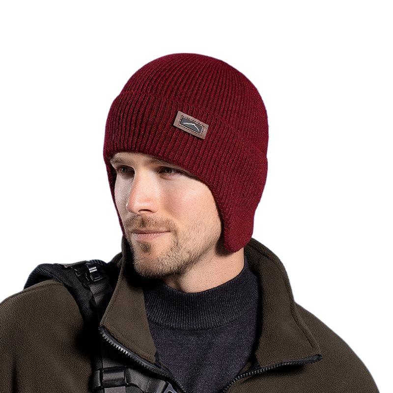 Zimowa ciepła dziana wełniana czapka polarowa czapka na zimno męska outdoorowa rowerowa ochrona uszu nakrycie głowy