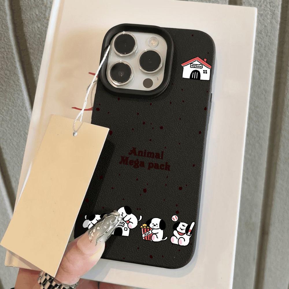 ins soft cute puppy for iPhone17 Pro Max leather pattern mobile phone protective case 17/16 all-inclusive 15 large holes