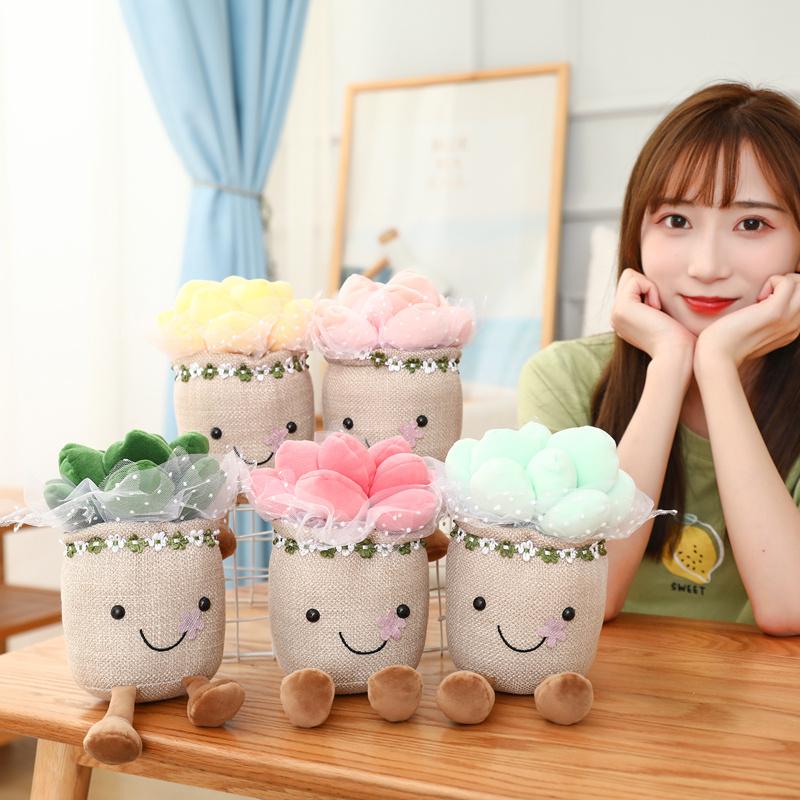 Artificial Dragon Beard Tree Pot Fleshy Hand Flower Plush Toy Cute Plant Series Home Decoration Girls Creative Gift