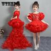 Children's Princess Dress Girls Evening Dress Flower Girl Student Performance Dress Tail Wedding Dress Tutu Dance Costume