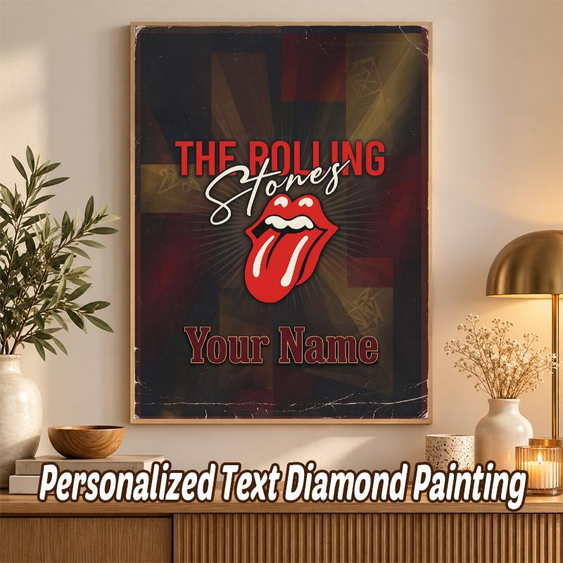 The Rolling Stones Custom Name Text 5D Diamond Painting Kit DIY Full Drill Diamond Art Decoration