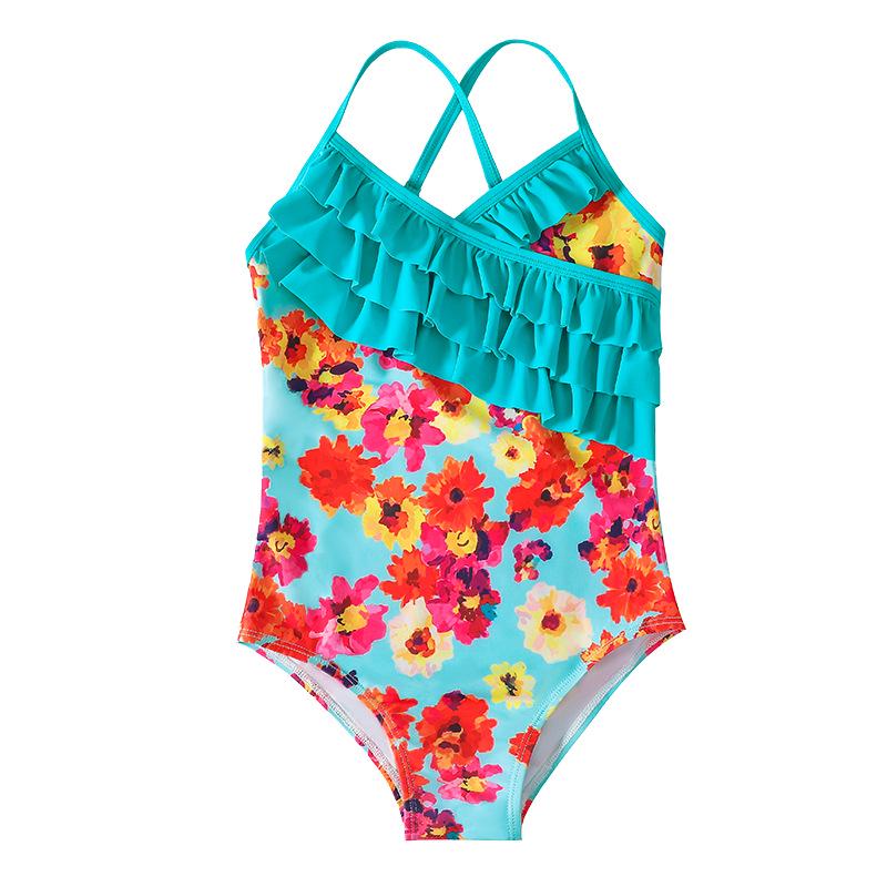 2023 Floral Ruffle One-Piece Swimsuit for Girls