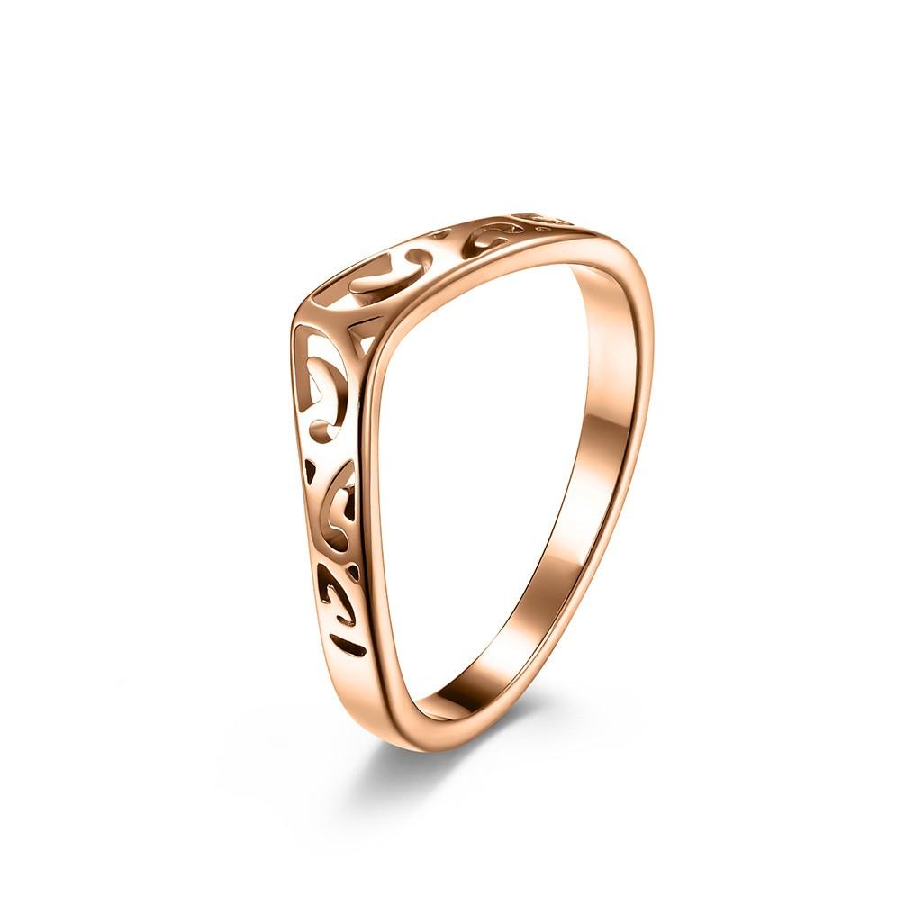 

2mm Thin V Shape Hollow Stackable Ring Stainless Steel Wedding Band for Women Girl Size 5-12 12 рожевий колір золота