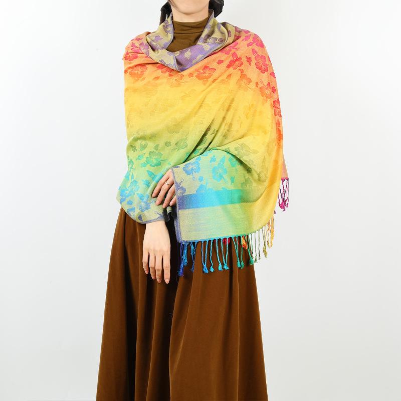 New Products Are On the Shelves In Spring and Autumn, Shawls, Colorful Jacquard Cashew Nut Long Scarves, Travel Photos, Scarves, Women's Bags.