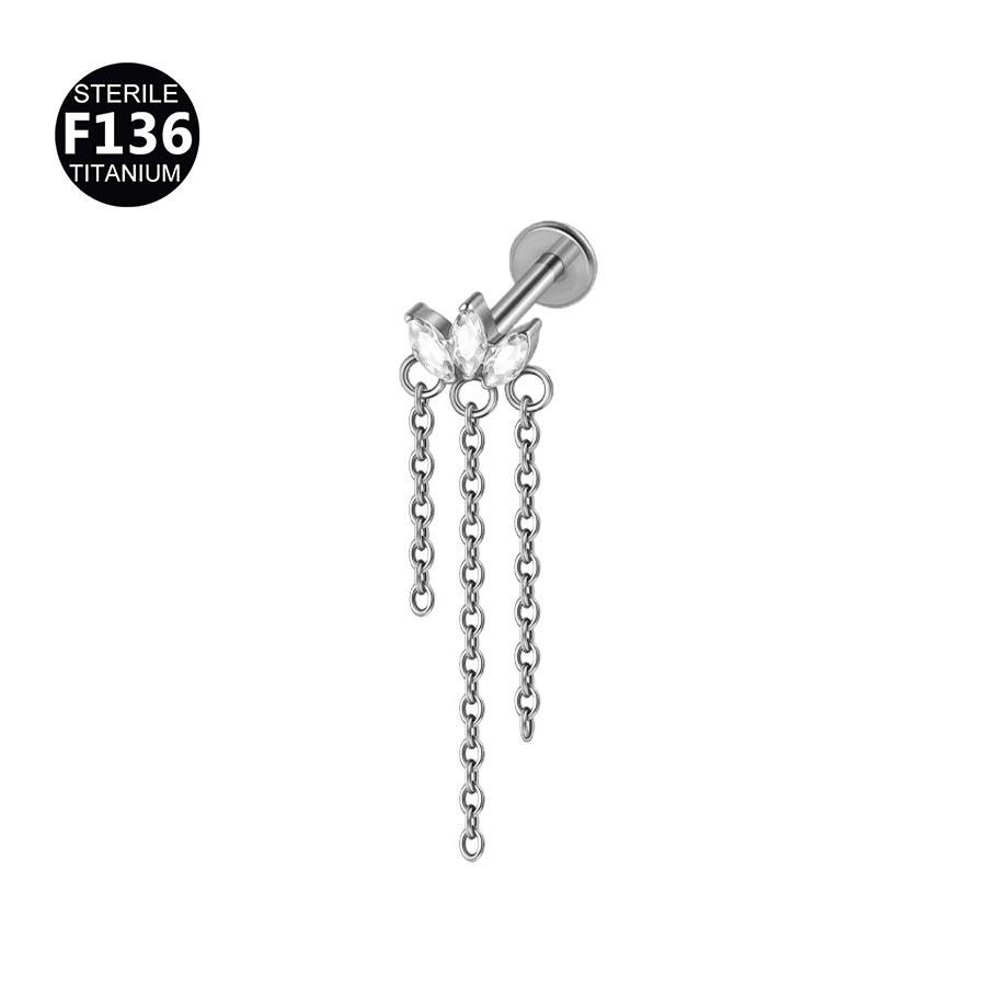 Titanium Alloy Tooth Pendant Earrings with Zircon, Peach Heart, and Star Piercing Studs