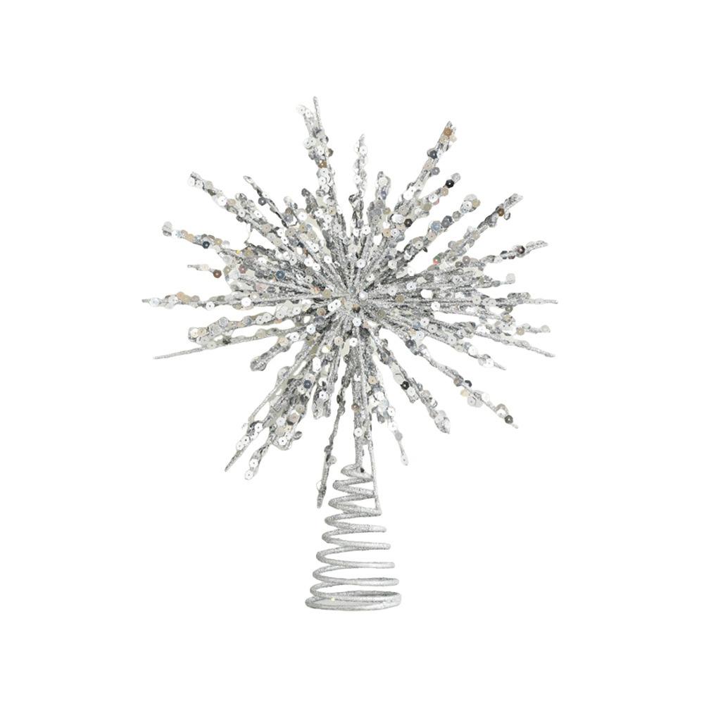 Glitter Xmas Tree Topper Gold/Silver Christmas Decorations Durable Christmas Tree Star Topper