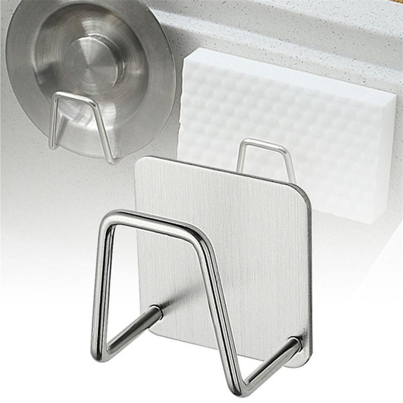 Kitchen Accessories Punch Free Sponges Holder Storage Hook Shelf Bathroom Stainless Steel Storage Holder Bathroom Accessories