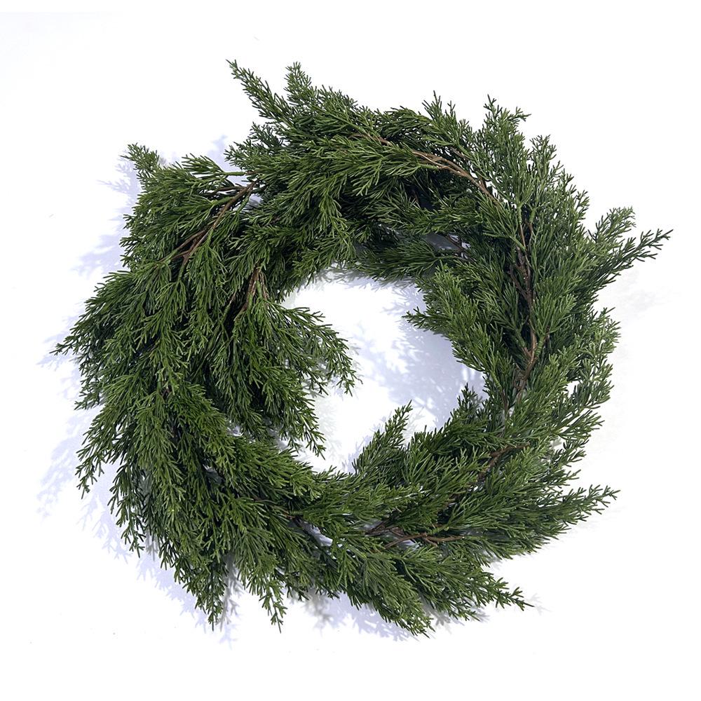 Artificial Christmas Cypress Pine Vine Décor with Plastic Greenery