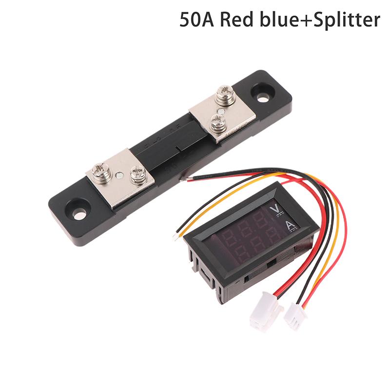 Mini Digital Voltmeter Ammeter DC 0-100V 50A Amp Volt Voltage Current Meter Detector Tester 0.28" Dual LED Display Gauge + Shunt