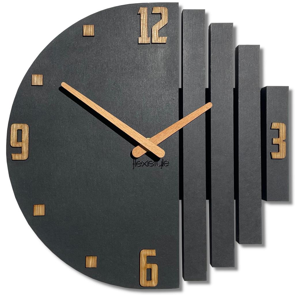 Asymmetry wooden wall clock 30cm black