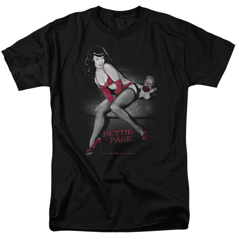 Bettie Page Monkey Business T Shirt Licensed 1950's Pin Up Girl Model Tee Black