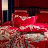 Satin Australian Cotton 200 Count Jacquard Wedding Four-piece Set Big Red High-end Luxury Wedding Multi-piece Set