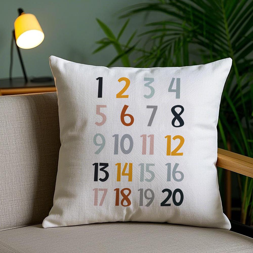English Education Cushion Cover Plush Fabric DoubleSided Printed Invisible Zipper Sofa Pillow Case Home Bedroom Decor