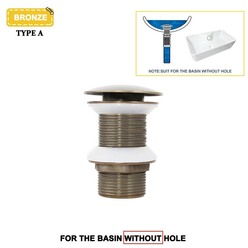 Wash Basin Pop-Up Drain Button Sink Stopper Drainer Siphon Waste Stopper Waste Pipe Drain Brushed Gold Bathroom Accessories