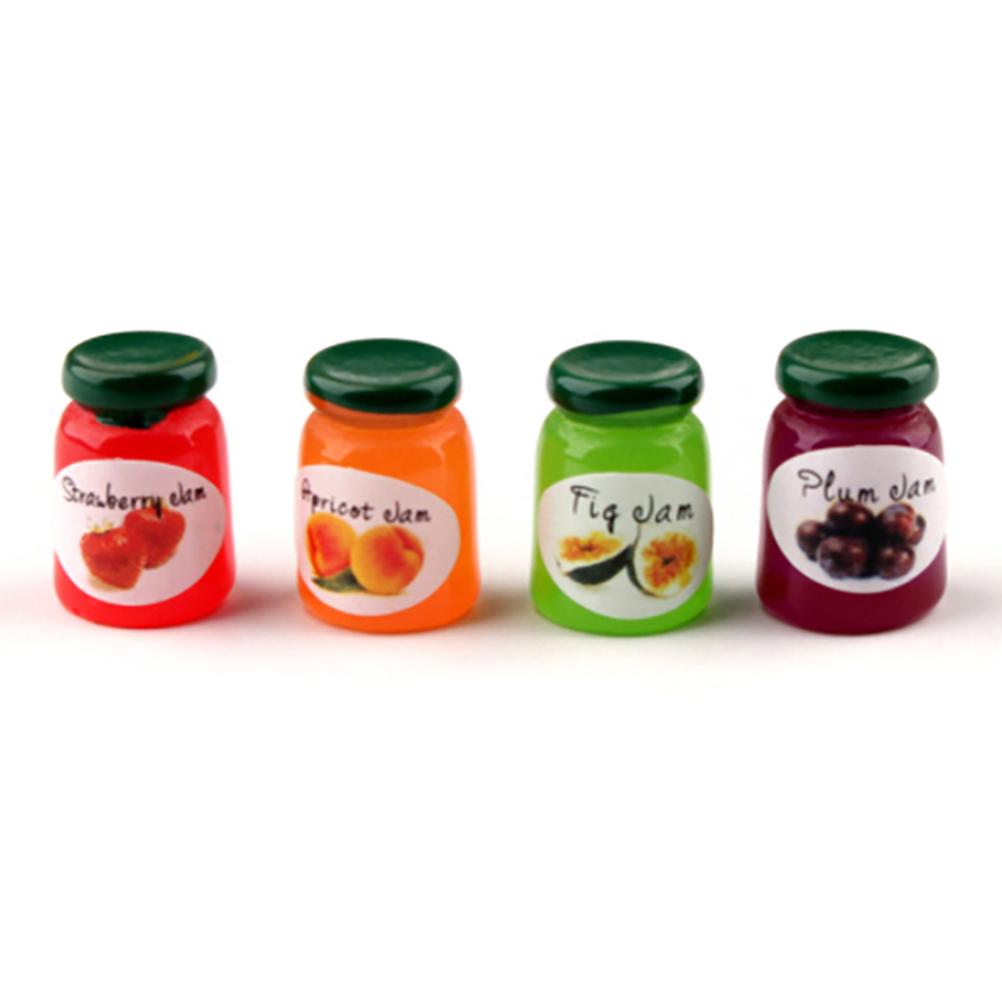 2PCS 1:12 Dollhouse Miniature Food Mini Strawberry Sauce Jam Honey Food Lemon Water For Doll Kitchen Toy Accessories