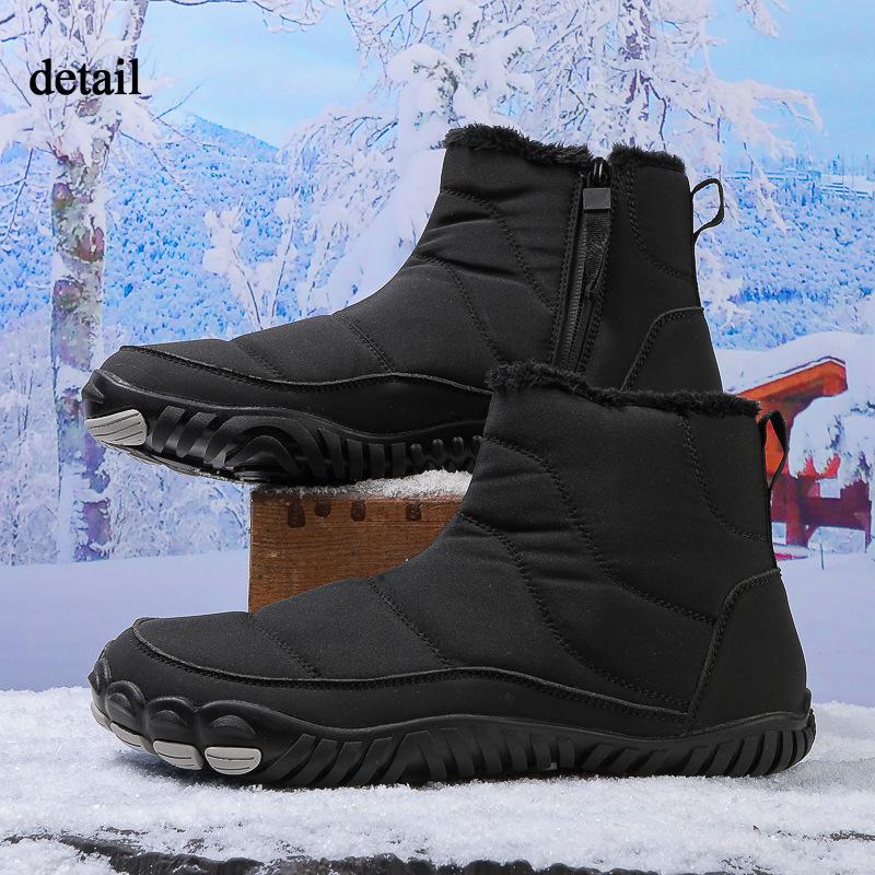 Damen Warme Futter aus Kunstfell Wasserdicht Rutschfest Reißverschluss Knöchel Schneestiefel Outdoor Wandern Spazierengehen Winterstiefel
