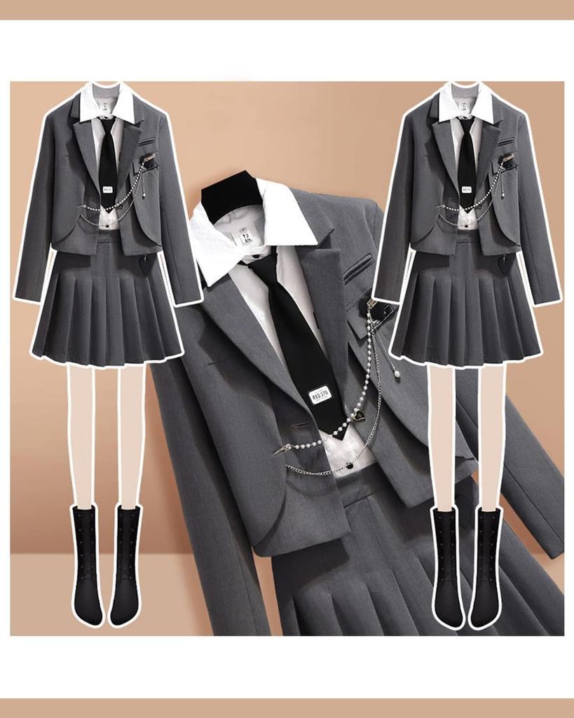 JIURUN Lolita Uniform Gothic Lolita Military Halloween Anime Mori Girl Pleated Skirt and Gothic Plus Perfect for Graduation 4-Piece Set, Costume,