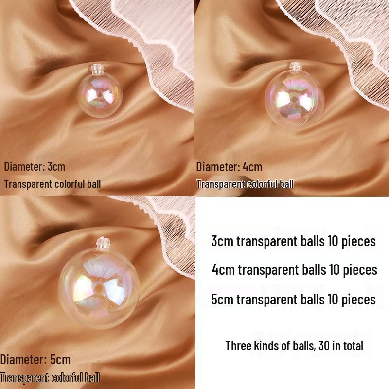 

50-Piece Iridescent Bubble Ball Cake Decorations - Colorful Transparent Ornaments for Birthdays