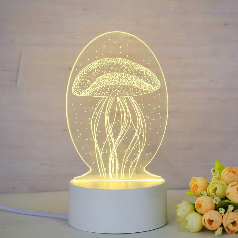 Customize Acrylic 3D Illusion LED Warm White Night Light for Living Room Kids Bedroom Decorative Lamp with USB Power