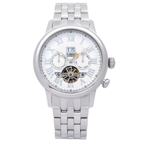 [Ticento]Open Heart Dual Time Automatic Metal Watch TS50041WS_DUAL, Korean Luxury Watches