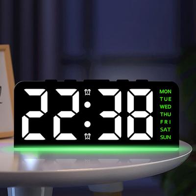 LED Digital Alarm Clock Bedside Alarm Clock Large Number Display Boarderless Wall-mounted Clock Multifunctional for Home Office