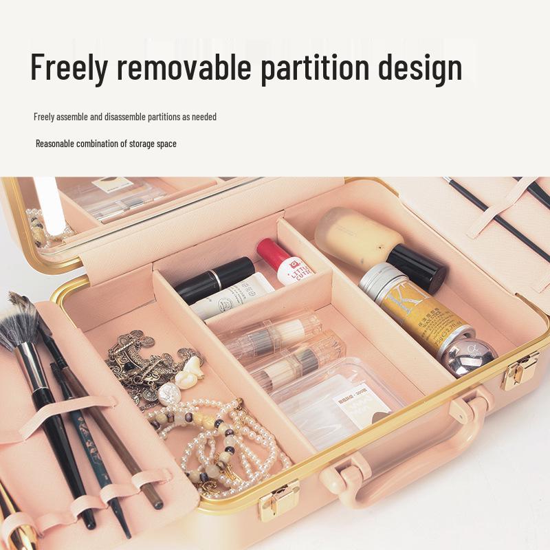 Compact LED Makeup Artist Box with Mirror and Dimmable Light