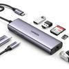 Ugreen CM512 Multiport USB-C Hub: Dual USB-A 3.0, HDMI, Ethernet, SD/TF Card Reader, 100W Power Delivery - Gray