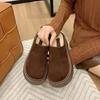 Fashion Winter Retro Round Toe Slippers Women's Thick Sole Slippers Fashion Warm Ladies Outer Wear Slippers Female Shoes