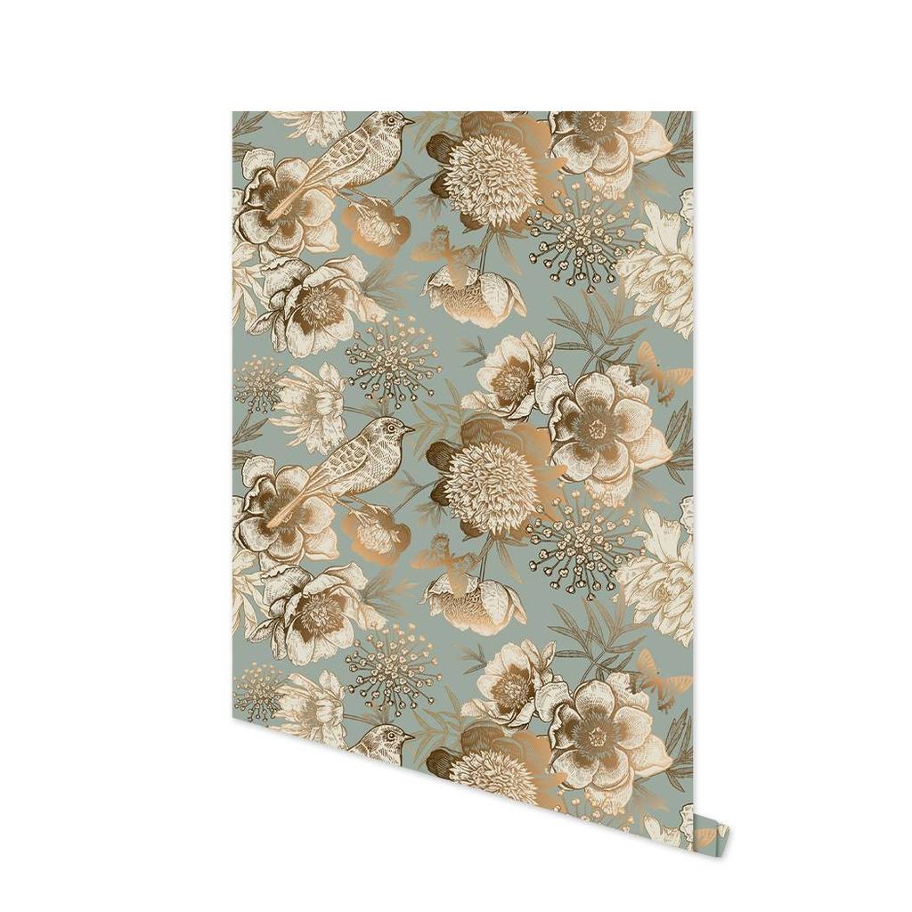 Birds Tree Flower Self-Adhesive Wallpaper Floral Vintage Peel and Stick Removable Wallpaper Wall Stickers for Wall Home Decor