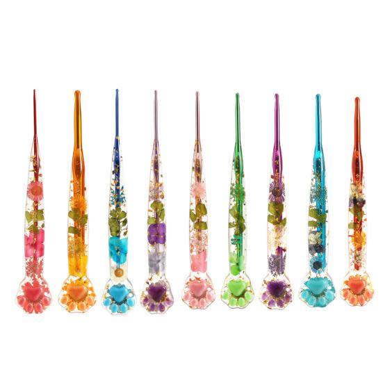 Floral Resin Crochet Hook Dried Flower Clear Handle Crochet Hook 1 Pc