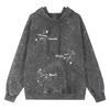 American Style Star Printed Washed Hooded Sweatshirt Couples Hip-hop Loose Casual High Street Y2K Hoodies Male Clothes
