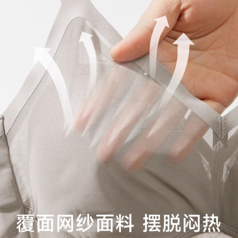 Large Chest Shows Small Thin Mesh Yarn Breathable Without Steel Ring Large Size Full Cup Seamless Underwear Anti-sagging Bra Cover