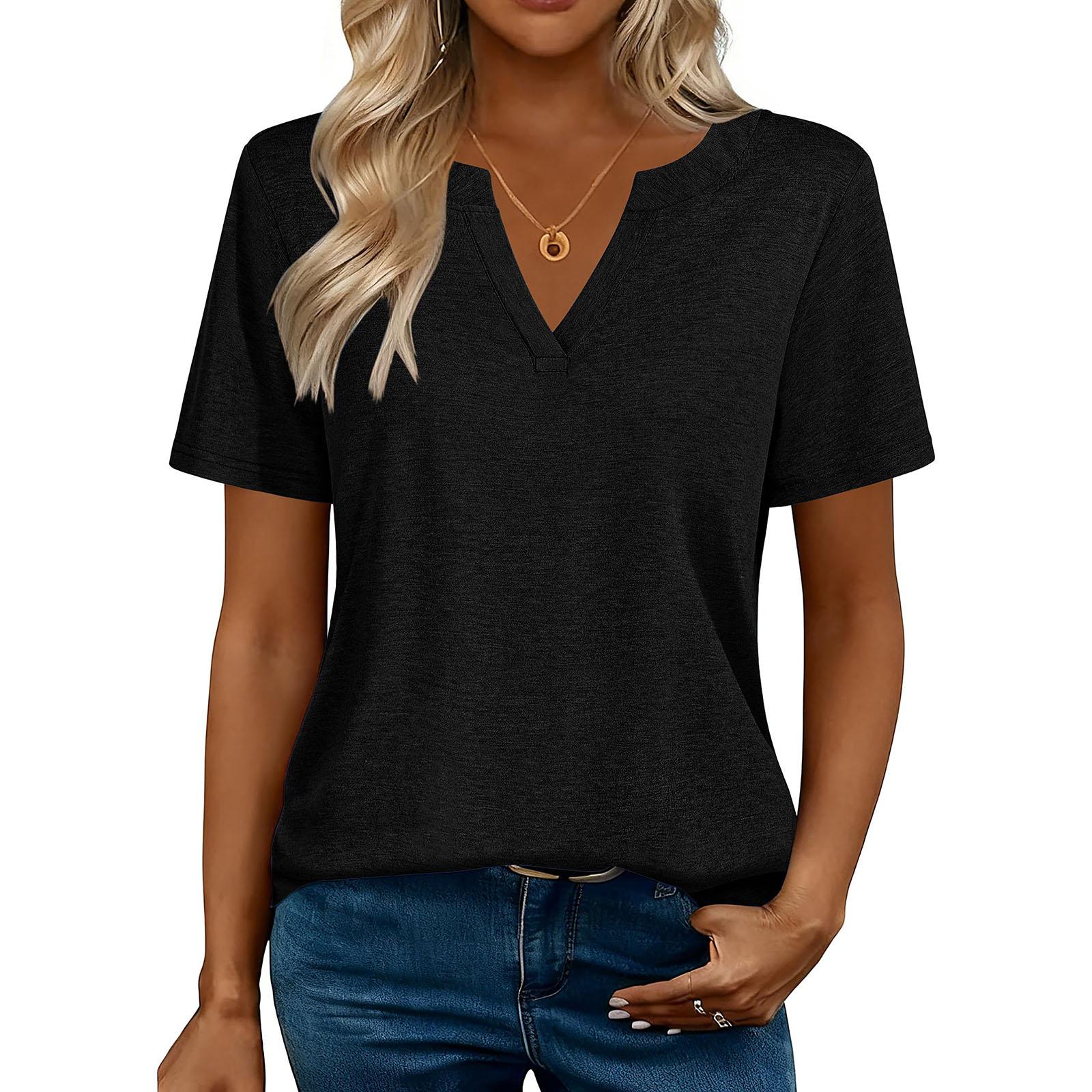 Women s Loose-Fit Fashionable Casual T-Shirt Top L чёрный