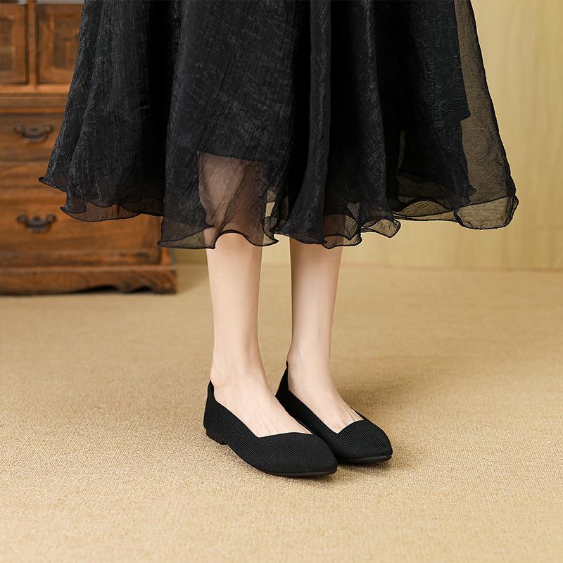 Dámské ležérní ploché boty pohodlné vycházkové ploché boty se špičatou špičkou balerínky protiskluzové pletené pracovní mokasíny boty lehké společenské boty pro ženy